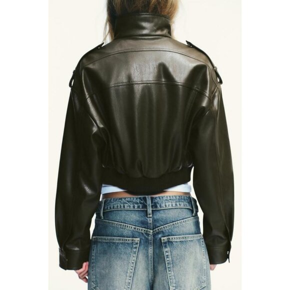 ZARA FAUX LEATHER SHORT JACKET - Picture 6 of 9